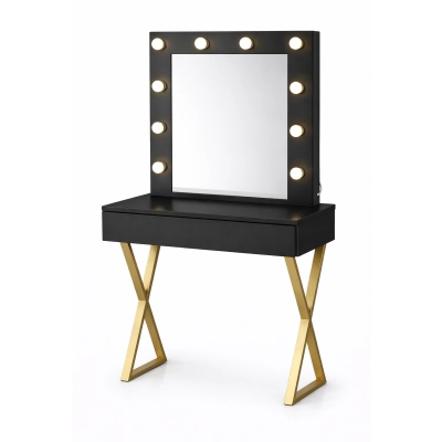 Toaletka z lustrem "LENA BLACK "mat, 75cm, złoty X